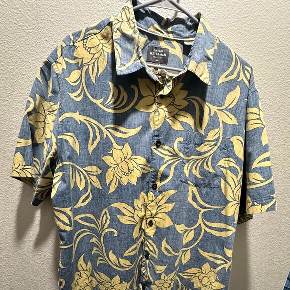 Quiksilver Waterman Collection Floral Shirt Button Up Mens Hawaiian Shirt XL - Picture 1 of 10